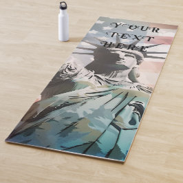 Lady Liberty & American Flag Patriotic Custom Yogamatte