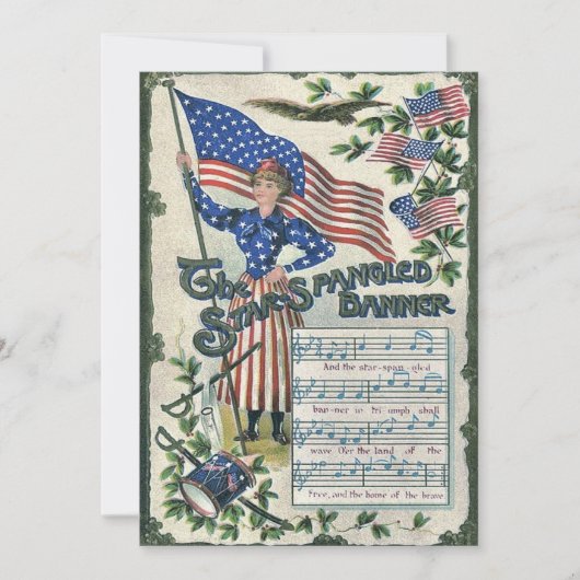 Lady Liberty American Flag Star-Spangled Banner Einladung (Vorderseite)