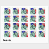 Lady Liberty & American Flag Vielen Dank Quadratischer Aufkleber (Blatt)