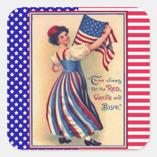 Lady Liberty Amerikanische Unabhängigkeitstag Patr Quadratischer Aufkleber