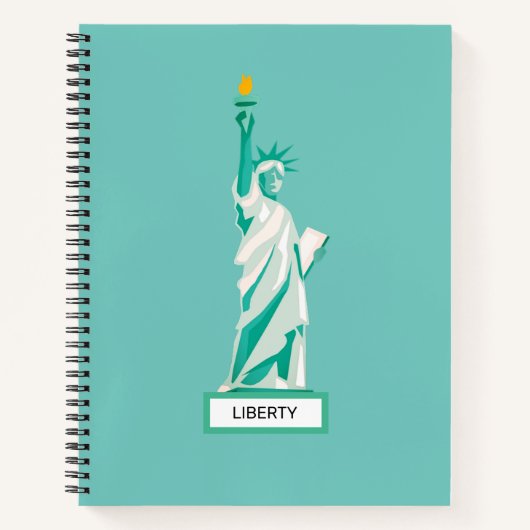 Lady Liberty auf Aquamarinem Notebook Notizblock (Vorderseite)