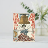 Lady Liberty Bell US Flag 4. Juli Postkarte (Stehend Vorderseite)