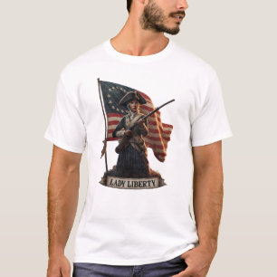 Lady Liberty Colonial Frau Vintag T-Shirt