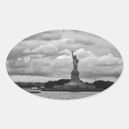 Lady Liberty. Freiheitsstatue, USA Ovaler Aufkleber (Vorderseite)