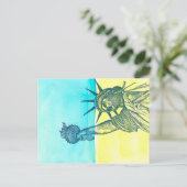 Lady Liberty für die Ukraine Postkarte (Stehend Vorderseite)