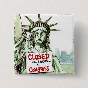 Lady Liberty geschlossen für Reparatur des Kongres Button