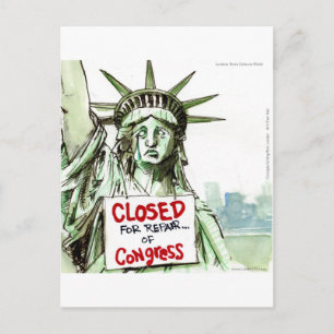 Lady Liberty geschlossen für Reparatur des Kongres Postkarte