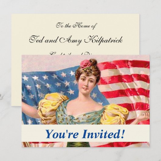 Lady Liberty Independence Einladung (Vorne/Hinten)