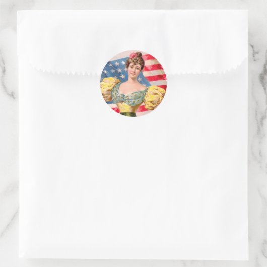 Lady Liberty Independence Runder Aufkleber (Tasche)