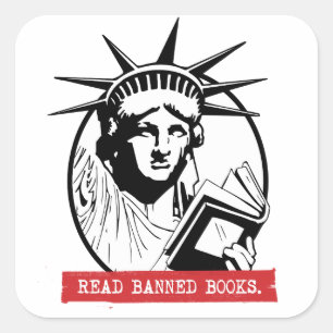 Lady Liberty las verbotene Bücher Quadratischer Aufkleber