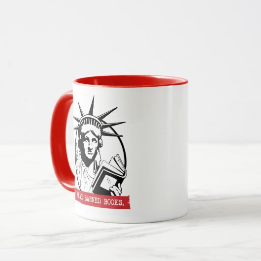 Lady Liberty las verbotene Bücher Tasse (Vorderseite Links)
