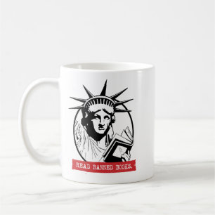 Lady Liberty liest verbotene Bücher Kaffeetasse