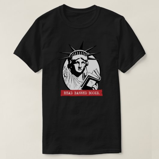 Lady Liberty liest verbotene Bücher T-Shirt (Design vorne)