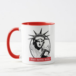 Lady Liberty liest verbotene Bücher Tasse