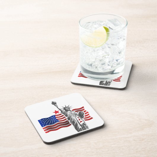 Lady Liberty mit amerikanischer Flagge Getränkeuntersetzer (Rechte Seite)