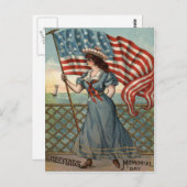 Lady Liberty Ocean Sailboat der US-Flagge Postkarte (Vorne/Hinten)