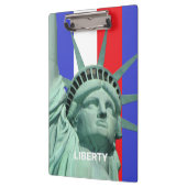 Lady Liberty on Blue Red White Stripes Clipboard Klemmbrett (Links)