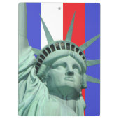 Lady Liberty on Blue Red White Stripes Clipboard Klemmbrett (Rückseite)