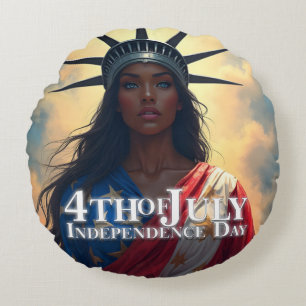 Lady Liberty Reimagined - Ein neues Gesicht der Fr Rundes Kissen