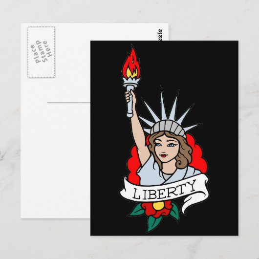 Lady Liberty Tattoo Postkarte (Vorne/Hinten)