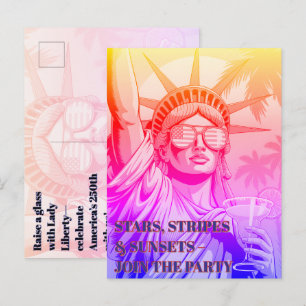 Lady Liberty Toasts the 250.—Party Einladung Postkarte