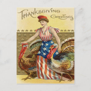 Lady Liberty Truthähne US-Flagge Patriotisch Postkarte