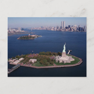 Lady Liberty & Twin Towers World Trade Center NYC Postkarte