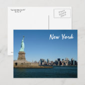Lady Liberty Uhren über NYC (Farbe) Postkarte (Vorne/Hinten)