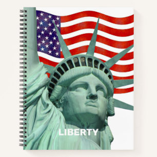 Lady Liberty und amerikanische Flagge Notizblock