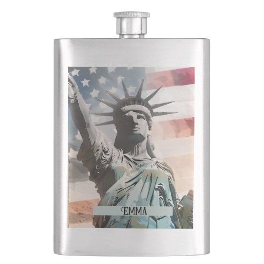 Lady Liberty und der Individuelle Name der amerika Flachmann (Vorderseite)