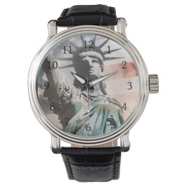 Lady Liberty und die amerikanische Flagge Armbanduhr