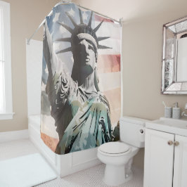 Lady Liberty und die amerikanische Flagge Duschvorhang