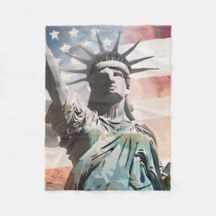 Lady Liberty und die amerikanische Flagge Fleecedecke