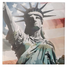 Lady Liberty und die amerikanische Flagge Fliese