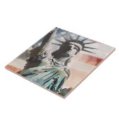 Lady Liberty und die amerikanische Flagge Fliese (Seite)