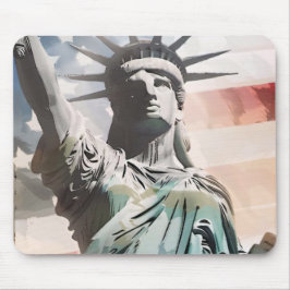 Lady Liberty und die amerikanische Flagge Mousepad