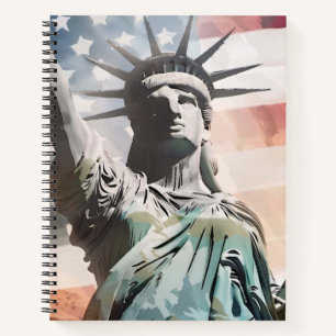 Lady Liberty und die amerikanische Flagge Notizblock