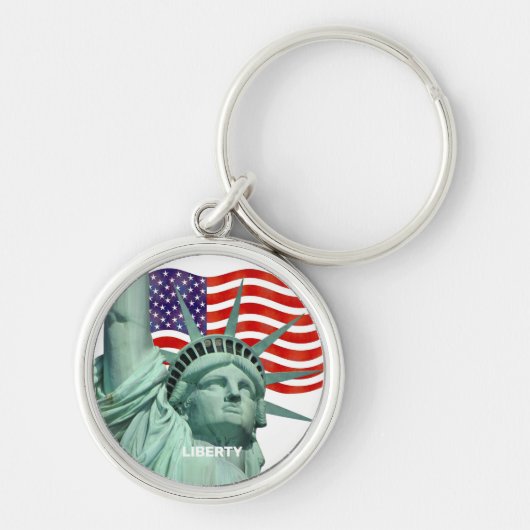 Lady Liberty und die amerikanische Flagge Schlüsselanhänger (Vorne)