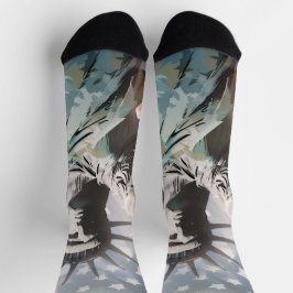 Lady Liberty und die amerikanische Flagge Socken