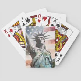 Lady Liberty und die amerikanische Flagge Spielkarten