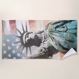 Lady Liberty und die amerikanische Flagge Strandtuch