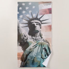 Lady Liberty und die amerikanische Flagge Strandtuch