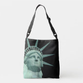Lady Liberty und Monogram auf Black Tragetaschen Mit Langen Trägern (Rückseite)