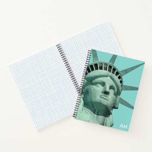 Lady Liberty und Monogram on Light Aquamarin Noteb Notizblock (Innenseite)