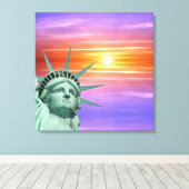 Lady Liberty und Sunrise Leinwanddruck (Insitu (Holzboden))