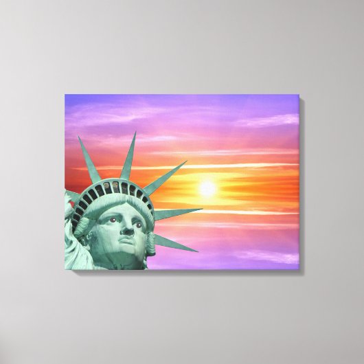 Lady Liberty und Sunrise Leinwanddruck (Vorderseite)