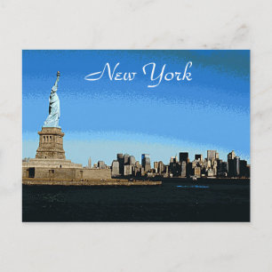 Lady Liberty wacht über NYC (Kunstversion) Postkarte