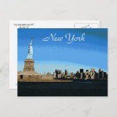 Lady Liberty Watches Over NYC (Art Version) Postkarte (Vorne/Hinten)