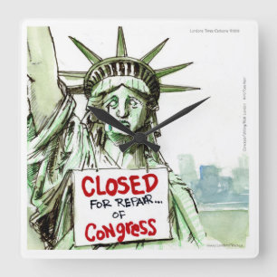 Lady Liberty weint @ Congress Square Wanduhr
