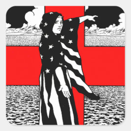 Lady Liberty WWI US Patriotic Poster 1918 Quadratischer Aufkleber